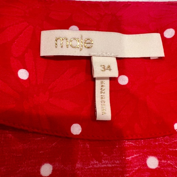 Maje Ripia Twist-front Polka-dot Floral-jacquard Mini Dress 34 - Picture 6 of 6